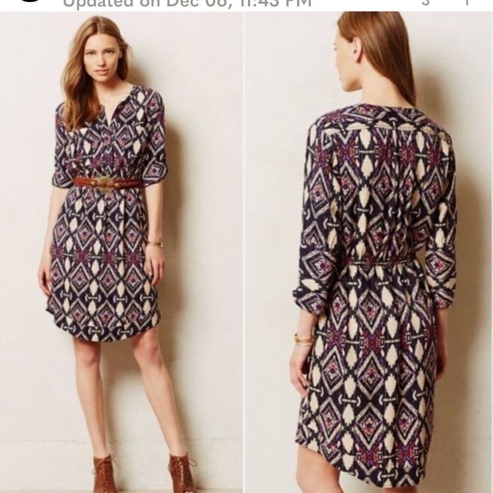 (BOGO FREE) HOLDING HORSES ANTHROPOLOGIE Mira Button Down Shirt Dress size 00P